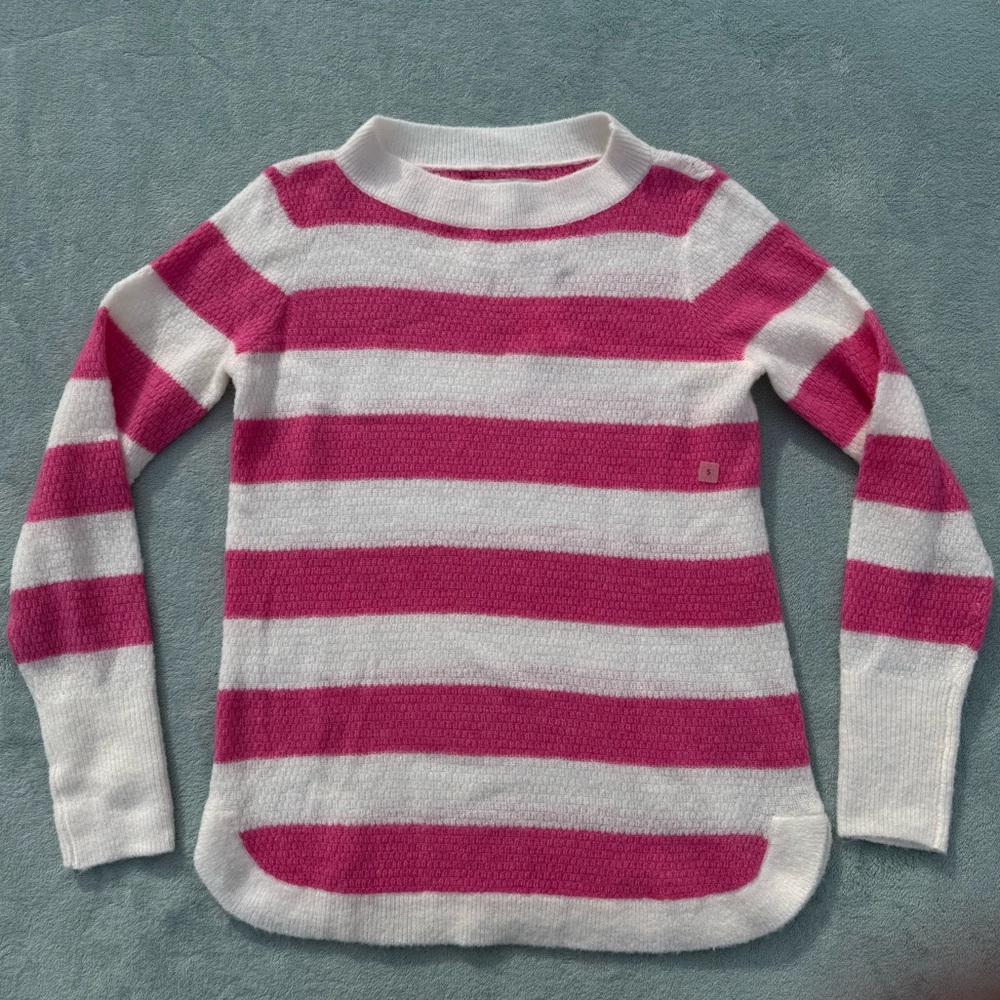 Loft striped textured shirttail sweater